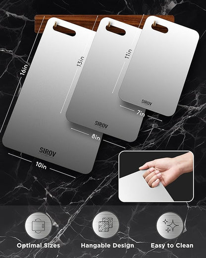Katuchef Titanium Cutting Board for Kitchen, 100% Pure Titanium Cutting Board Food Grade,Non Toxic chopping board, Dishwasher safe, Easy to Clean(3PCS)