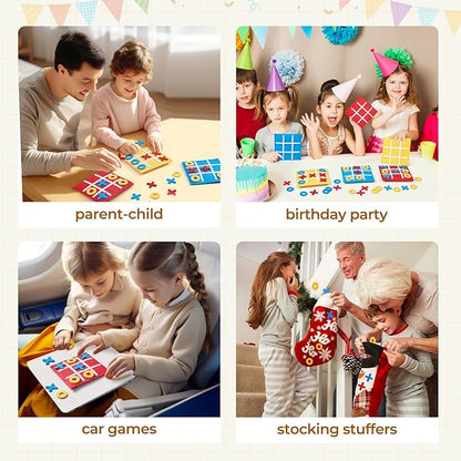 JoyCat Tic Tac Toe Strategic Board Game for Kids and Family,Birthday Party Favors,Goodie Bag Stuffers,End of Year Student Gifts with Envelope,Easy to Store(Bulk Pack of 48)