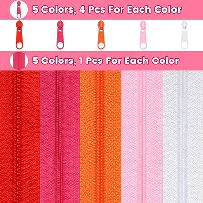 DOITEM Zipper Tape 3 mm Nylon Endless Zipper Set with Slider - 5 Colors
