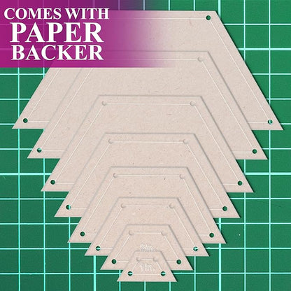 Hexagon Quilting Template Set - 8", 7", 6", 5", 4", 3", 2", 1" Sizes with 1/4" Seam Allowance - Durable Acrylic Templates for Quilting, Patchwork, Crafting, & Sewing Projects