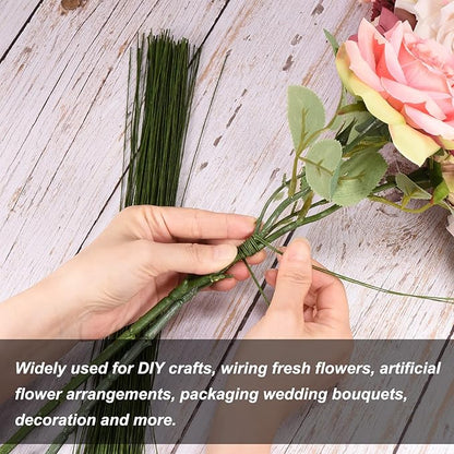 PATIKIL 32 Inch 22 Gauge Floral Stem Wire, 3 Pack/120 Pieces Bouquet Stem Paper Wrapped for DIY Crafts Flower Arrangements, White