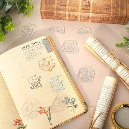 Whaline 5 Sheets Bible Verse Clear Stamps Christian Jesus Silicone Transparent Stamps Greeting Words Border Stamp Cards for DIY Card Making Scrapbooking Embossing Album Decor