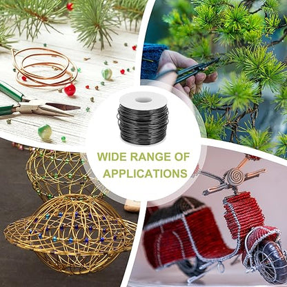 MECCANIXITY 15 Gauge Anodized Aluminum Craft Wire Bendable Bonsai Training Wire 223 Feet 1.5mm for Sculpting Crafts Wreath Floral Beading Jewelry Making, Black