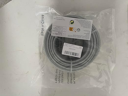 3/16" Wire Rope, 50Ft PVC Coated Steel Cable 7×7 Strand Core, Ideal Cable Railing System for Stair Handrail Balusters Porch Fence Deck, String Light Hanging, Clothesline, Curtains, Shade Sail