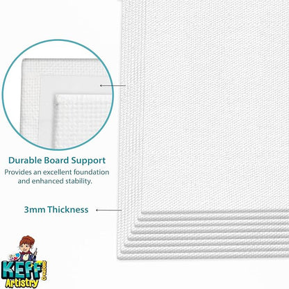 KEFF 12-Pack Bulk Canvas Boards - 11x14, Primed 100% Cotton for Acrylic, Oil, Watercolor, Tempera - Art Supplies for Adults & Kids