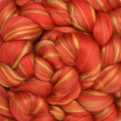 Merino Silk Luxe Tonal Designer Blend. Superfine Merino, Mulberry Silk, Tussah Silk. Top Roving for Spinning or Felting. Crimson Bliss 4oz