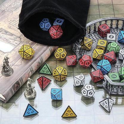 Coyeekn DND Dice Polyhedral Dice, 5 Sets of Dragons and Dungeons,RPG MTG Table Game Vintage Dice Carving Dice (35Pieces)