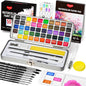 Watercolor Paint Set 50 Colors Including Metallic, Watercolor Kit with Case, Watercolor Paper, Paint Brushes, Palette and Accessories, Water Color Art Supplies Gift for Adults Kids Artists