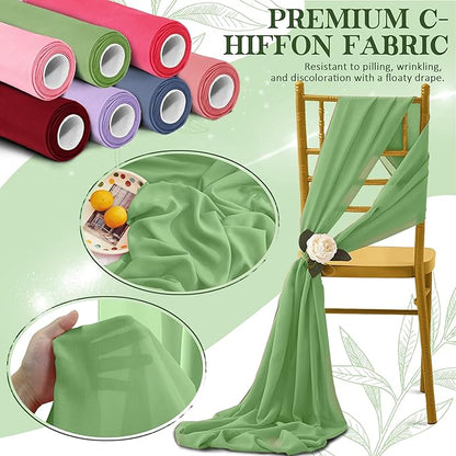 Horbaunal Dusty Sage Chiffon Fabric by The Yard, 1 Yard Continuous Sheer Fabric 59" Wide Soft Draping Fabric for Wedding Arch Draping Party Backdrop DIY Sewing