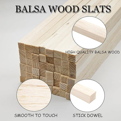 60pcs Dowel Rods 3/8 x 3/8 x 12 inch, Square Wood for Crafts & Model Making (3/8"x12"-60pcs)