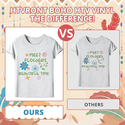 HTVRONT Boho Heat Transfer Vinyl - 23 Pack 12 x 10Inches Dark and Neutral Tone HTV Vinyl Bundle for T Shirts, Iron on Vinyl Easy to Cut & Weed for Heat Vinyl Design