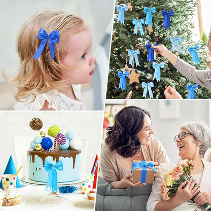 1-1/2 Inch Blue Satin Ribbons for Crafts, 6 Rolls Single-Faced Blue Assorted Ribbons for Gift Wrapping Flower Bouquet Wedding Invitations Bridal Shower Hair Bows Garland Party Decor
