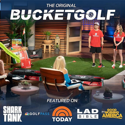bucketgolf Game 6 Hole Bundle with Clubs - The Best Backyard Golf Game for All Ages and Levels Adults, Kids, Families, Schools, Yards, Parks, Beaches, Vacation. (2 Clubs (2 RH))