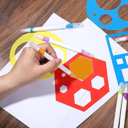 16 PCS Geometric Stencils Template for Kids Children Shapes Drawing Stencils Colorful Simple Drawing Art Painting Template for DIY Craft Toddlers Preschooler Learning Tool (Multicolor, 5.9x5.9 Inch)