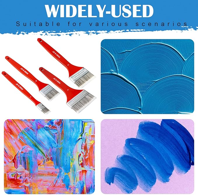 Falling in Art Flat Paddle Paint Brush with Long Handle, Large Scale Brush for Oil and Acrylic Paints, 2 Inch
