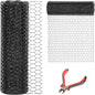 24'' x 150' Black Chicken Wire Mesh Fence, 20 Gauge Galvanized Poultry Netting and 1 inch Garden Mesh Fence Roll, Chicken Wire for Floral Arrangements/Crafts/Farm/Livestock/Pet Protection