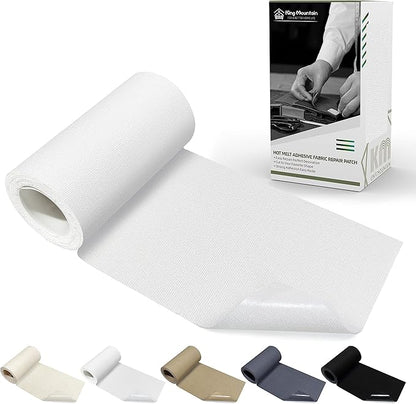 KING MOUNTAIN Canvas Iron on Patch,3"×60",Waterproof 100% Cotton Fabric Repair Patch,Used for Various Sofa,Tent,Clothes,Seats,Suitcases (White)
