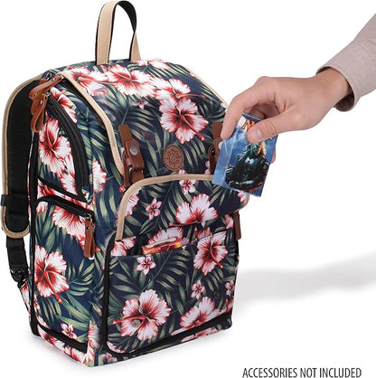 ENHANCE Designer Edition TCG Backpack - MTG Deck Bag Card Binder Space, TCG Deck Box Storage, MTG Playmat Holder - Card Storage Compatible with Magic the Gathering, Pokemon, Lorcana (Canvas Tropical)