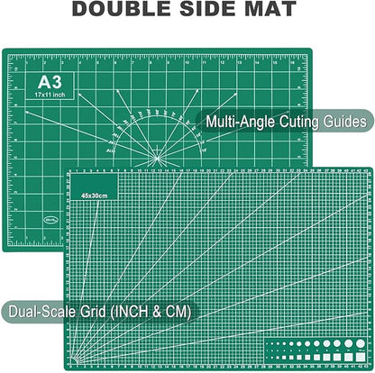5 PCS Self Healing Cutting Mat 12" x 18": Sewing Rotary Cutting Mat for Crafts and Fabric Sewing Scrapbooking Quilting and Precision Cutting (5, Green)
