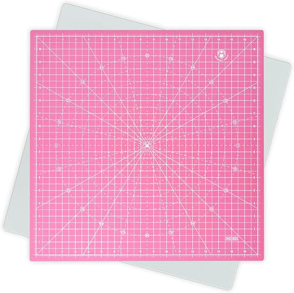 Headley Tools 17"x17" Rotating Cutting Mat, Self Healing Mat with 360-Degree Rotation & Anti-Slip Base, Sewing Board Cutting Mat Perfect for Fabric Quilting Leather Hobby Project, Pink