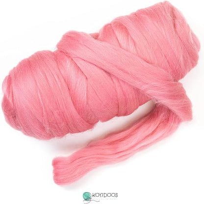 Kondoos Colored Natural wool roving, 1 lb. Best wool for needle felting, wet felting, handcrafts and spinning. (Wild watermelon, 1 lb)