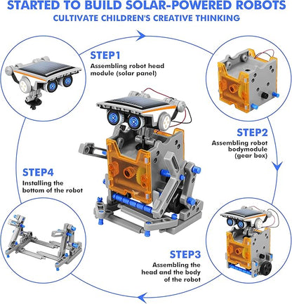 STEM 13-in-1 Education Solar Power Robots Toys for Boys Age 8-12, DIY Educational Toy Science Kits for Kids, Building Experiment Robotics Set Birthday Gifts for 8 9 10 11 12 Years Old Boys Girls Teens