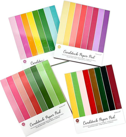 160 sheets Essential Variety Pack Cardstock Paper Pad 4 Pack 32 colors Scrapbook Decorative Paper for Card Making Journaling Origami Scrapbook Paper Scrapbooking Supplies