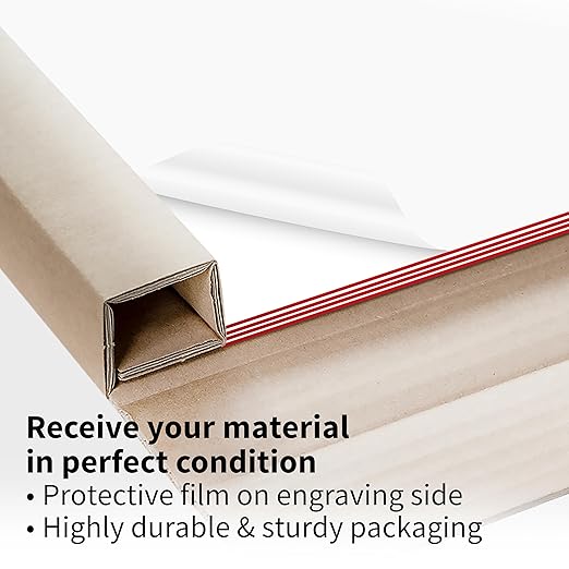 Trotec TroLase | 12"x24"x1/16", 4 Pcs | White/Red | 2 Ply | Modified Acrylic | Laser Engraving Double Color Plastic Sheet | Engraving Blanks for Laser, Saw, Guillotine | Made in USA