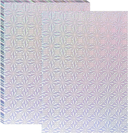 PATIKIL 11.7x8.3" Hot Stamping Foil Paper Sheet, 20 Sheets A4 Heat Transfer Hot Stamping Paper Foil for Leather DIY Logo Decor Craft Gift Package Scrapbook Card, Snowflake Silver