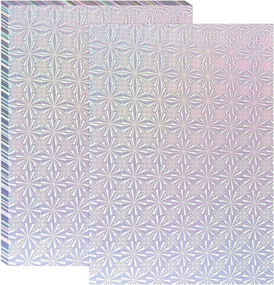 PATIKIL 11.7x8.3" Hot Stamping Foil Paper Sheet, 20 Sheets A4 Heat Transfer Hot Stamping Paper Foil for Leather DIY Logo Decor Craft Gift Package Scrapbook Card, Snowflake Silver