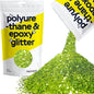 Hemway Polyurethane & Epoxy Resin Glitter 100g / 3.5oz Metallic Crystal Flake Additive for Flooring Jewelry Tumblers Glass Pigment - Extra Chunky (1/24" 0.040" 1mm) - Lime Green