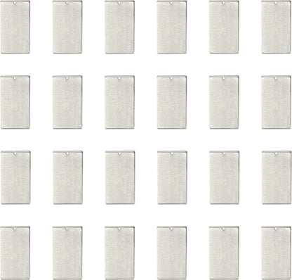 ImpressArt - Premium Metal Stamping Rectangle Blanks for Metal Stamping and Jewelry Making (24 Pack) (11/16" x 1 1/4" Rectangle w/Hole, Alkeme)