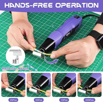 Gyfent Heat Gun with 100Pcs Solder Seal Wire Connectors & 200Pcs Heat Shrink Tubing, 662°F/752°F(350°C/400°C) 350W 2-Temp Mini Heat Gun with 5Ft Power Cord for Crafting Shrink Tubing Embossing DIY