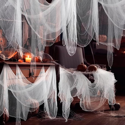 Boao Halloween Cheese cloth 85 x 394 Inch White Cheesecloth Roll for Crafts Large Cotton Muslin Gauze Fabric for Halloween Outdoor & Indoor Spooky Decoration