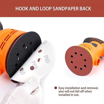 150pcs 60 Grit Sanding Discs, 5-Inch 8-Hole Sandpaper, for Woodworking or Automotive