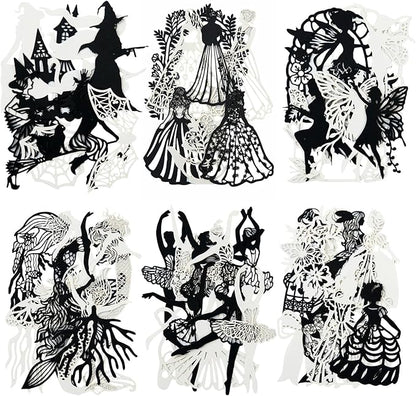Shadow Dance Scrapbook Paper Set, 120 PCS Vintage Hollow Ephemera Pack for Junk Journaling, Scrapbooking, Crafting, DIY Projects, Diaries, and Art Supplies