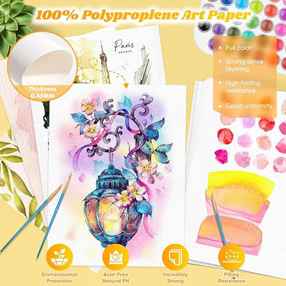 Watercolor Paper Pad, 9"x12" Water Color Paper, 20 Sheets Artist Drawing Sketch Book, 140lb/300gsm Art Supplies for Adult, Watercolor Paint Set, Canvas Painting, Journal, Class Stuff