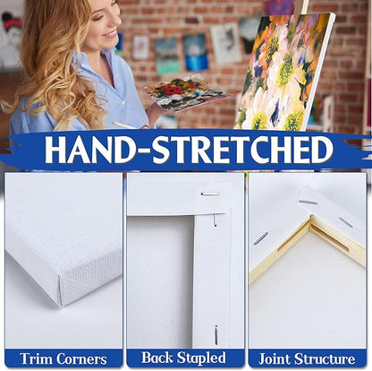 Blank Canvases for Painting with 11x14 inch, 8 Packs Stretched Canvases for Acrylics, Oils, Watercolors & Other Painting Media, 5/8 Inch Profile 100% Cotton Primed Artist Framed Canvas