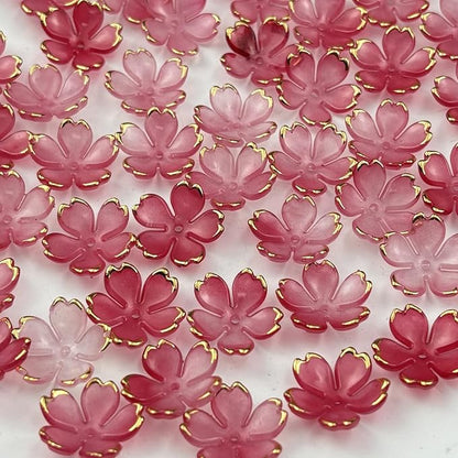 100pcs Acrylic Flower Beads, 19mm Cherry Blossom Plastic Gradient Flower Spacer Beads for DIY Crafts Bracelet Necklace Earrings Jewelry Making(Red)