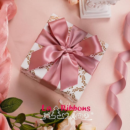 LaRibbons 1 1/2 Inch 50 Yard Double Faced Satin Ribbon,Dust Pink Satin Craft Fabric Ribbon for Gift Wrapping Floral Bouquets Wedding Party Decoration