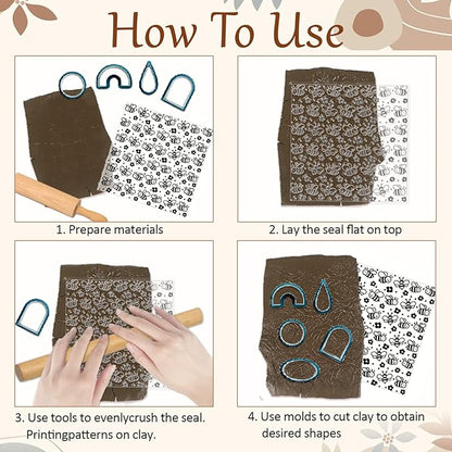 CHGCRAFT Cartoon Bees Pattern Polymer Clay Texture Sheet Seamless Flowers Pattern Silicone Texture Mat for Polymer Clay Making Earrings Jewelry DIY Crafts 5.5 × 5.5 Inch