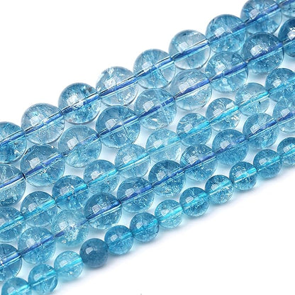 6mm 61pcs Blue Topaz Crystal Quartz Natural Stone Round Loose Beads for Jewelry Making DIY Bracelet Necklace Earrings