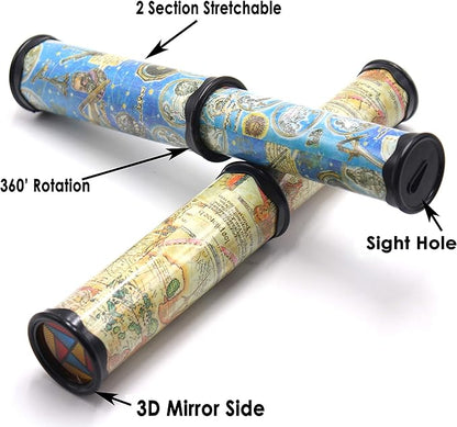 Magic Kaleidoscope, 4 Pack for Kids Adults 3D Mirror Lens Kaleidoscope Party Favors Stretchable Long Classic Kaleidoscope Toy Educational Science Developmental Toy (Two Colors)