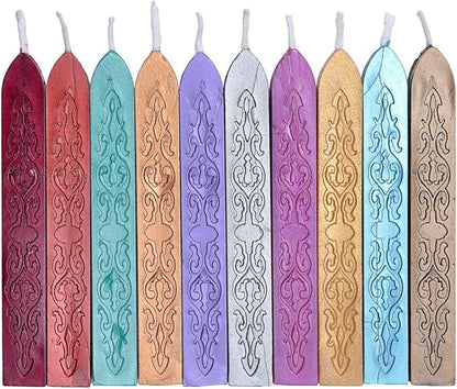 Sealing Wax Sticks, Yoption 10 Pcs Multi-Color Wax Seal Sticks with Wicks for Wedding Invitation Gift Envelopes Christmas Card