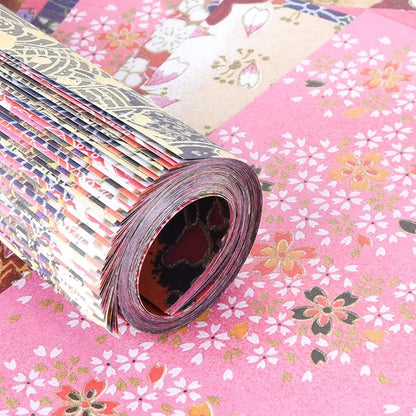 Origami Paper Kit 50 Sheets 6 Inch Square Double Sided Color 10 Vivid Sakura Washi Chiyo Colors for Hand Crafts Origami Paper Arts Creativity.Cherry Blossoms