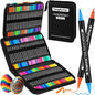 Tongfushop 84 Colors Acrylic Paint Markers, Dual Tip Acrylic Paint Pens with Brush Tip & Fine Tip, Fabric Markers for Rock Painting, Wood, Canvas, Stone, Glass, Ceramic, DIY Crafts, Art Supplies