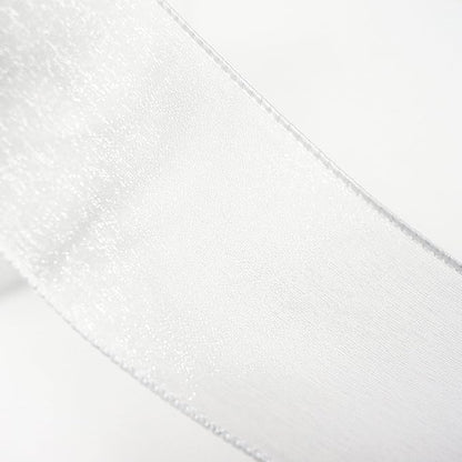 CT CRAFT LLC Sheer Organza Wired Ribbon 2.5" x 50Yards White for Wedding Chair Bow Flora Bouquet Gift Wrapping Christmas Tree Home Decor Wreath
