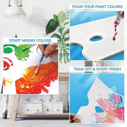 Bellofy 2X Disposable Palette Paper 9x12 Inches | Mess-Free Paper Artist Palette for Acrylic, Oil Paint | Perfect Painting for Artists, Kids & Beginners | Easy-to-Use Tear-Off Sheets for Mixing Colors