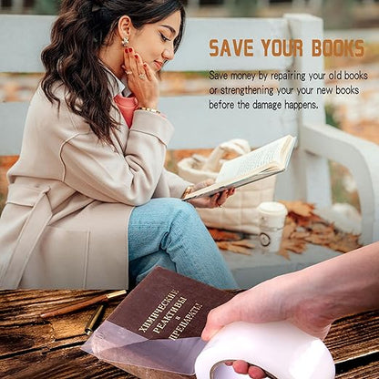 Clear Book Repair Tape - Self Adhesive Stretchable Tape, Essential Repair Tape for Reinforcing, Protecting, and Mending Books - 3 Inch Wide x 108 FT Long