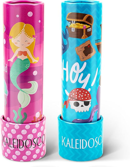 D-FantiX Classic Tin Kaleidoscope for Kids, 2 Pack Retro Toys - Educational Toys with Metal Body, Boy Girl Birthday Party Favors Decorations, Christmas Stocking Stuffer Gift